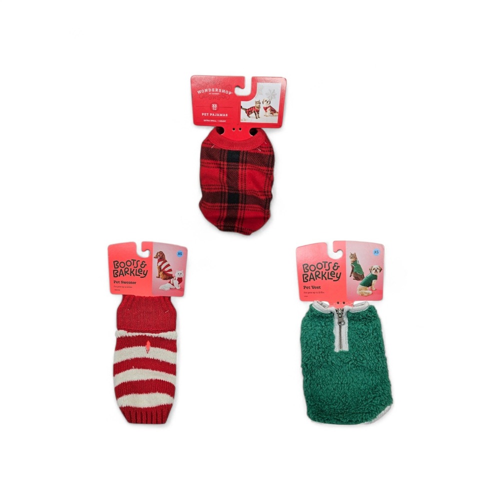 Boots Barkley‎ Pet Sweater Red White Stripe XS Dog Cat Sweater set of 3
